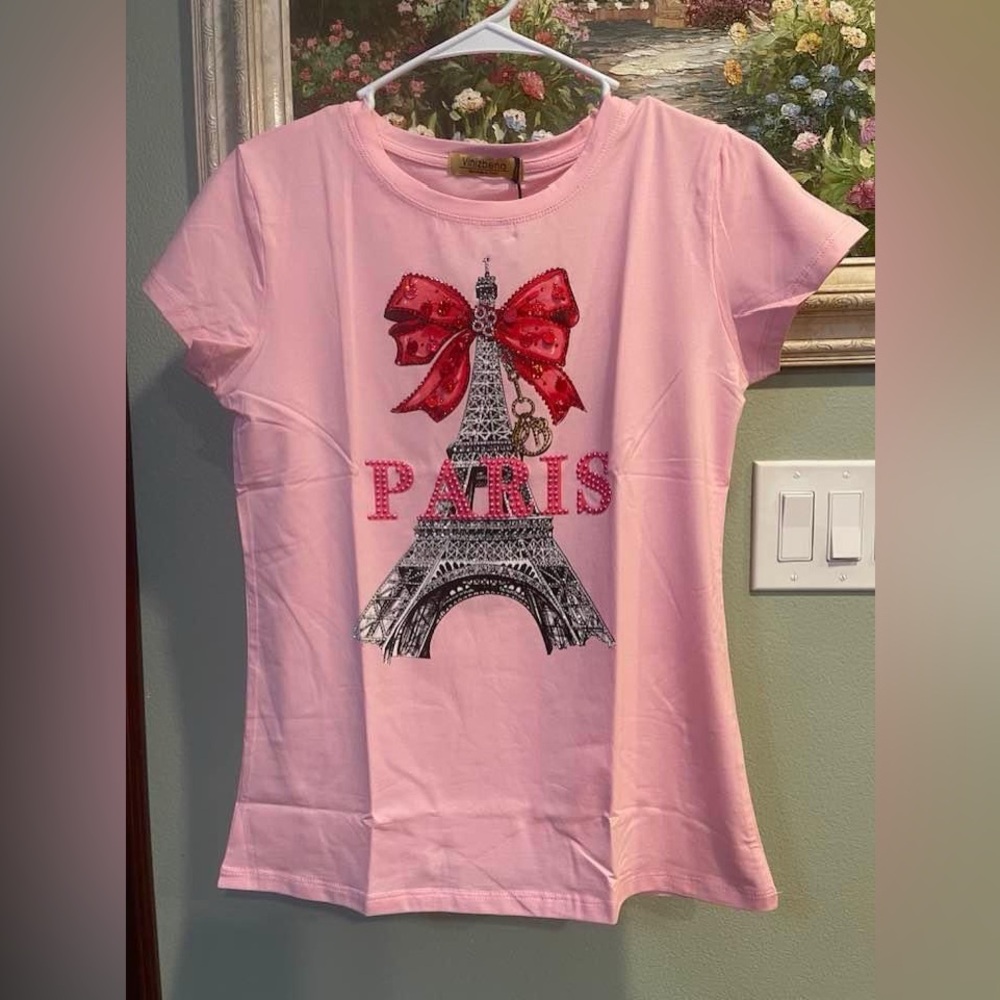 Paris Eiffel Tower Pink Women’s Cotton Shirt Top  New 💕